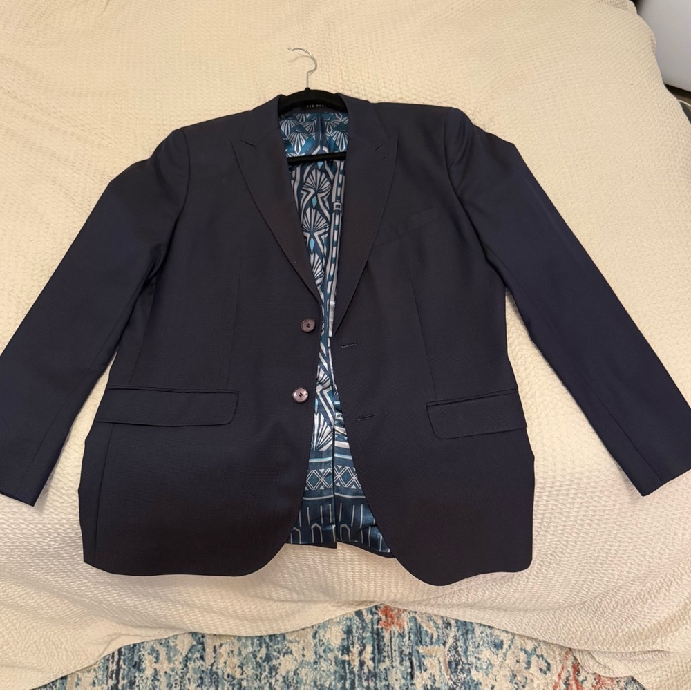 Ted Baker Navy Blazer with Patterned Lining